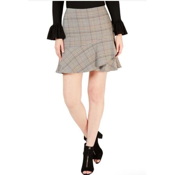 Trina Turk Women's Pleated Ruffle Plaid Mini Skirt Size 4 Academia Professional - Picture 1 of 11
